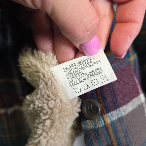 Rustic Ridge Sherpa Lined Flannel Shirt Womens L Blue Plaid Cozy Button Shacket - Picture 9 of 16